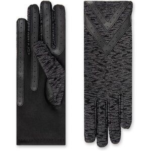 Women's Black Textured Spandex Gloves Warm Fleece Lined Chevron Touchscreen